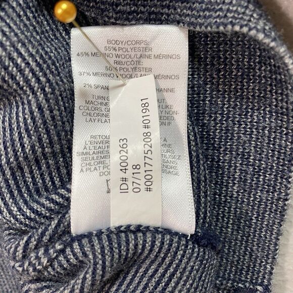 EXPRESS Mens Pullover Sweater Merino Wool Blend Long Sleeve S Blue Preppy Grunge - Picture 9 of 9